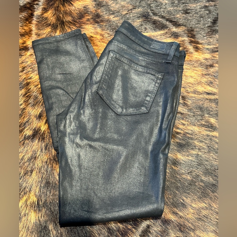 PAIGE Shimmering Black Skinny Jeans